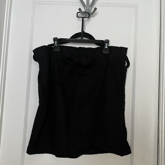 Dynamite Jet Black Paper-bag Linen Belted Skirt - Picture 2 of 10